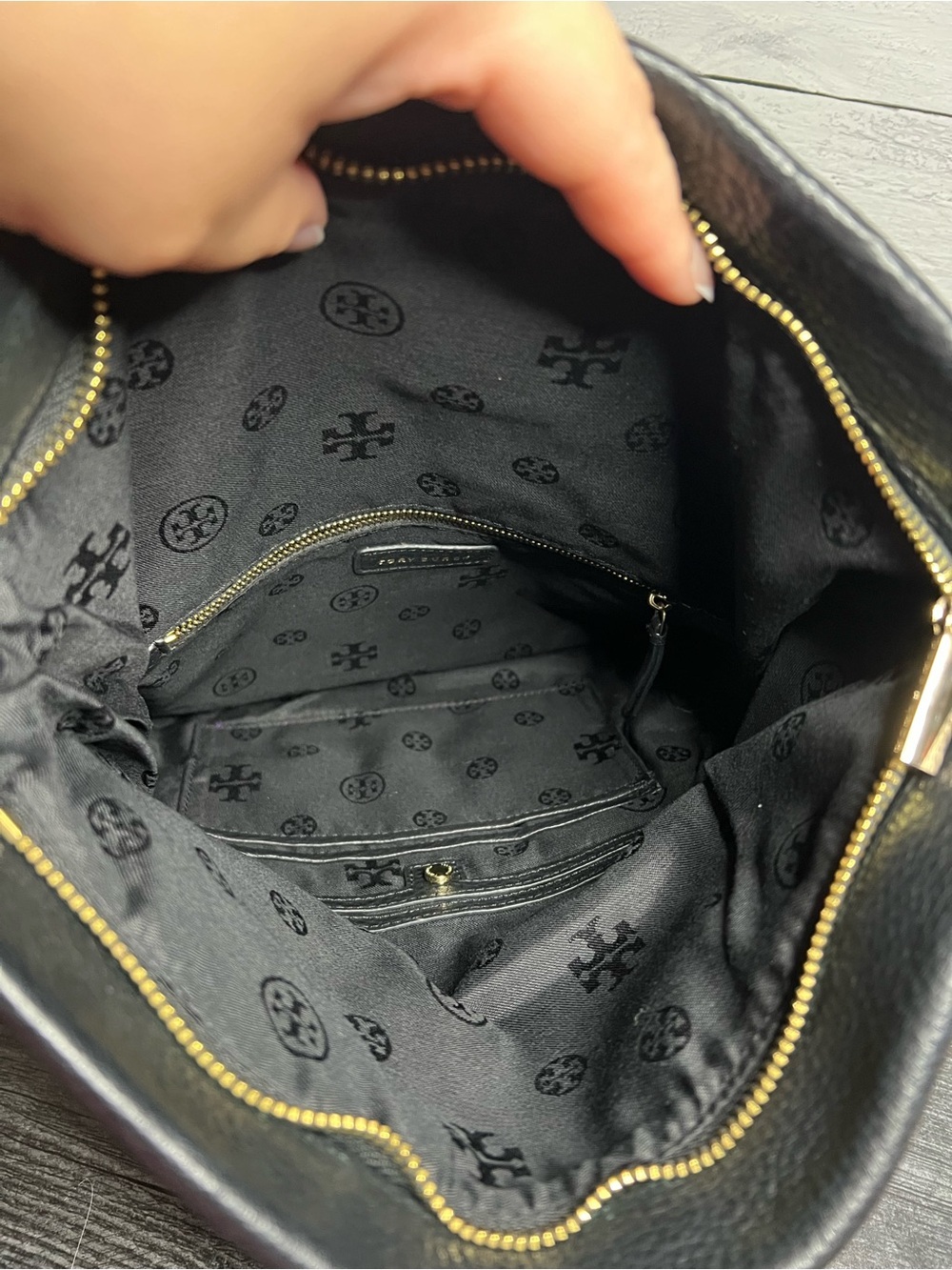 Tory Burch Black Leather Fold-Over Crossbody - Picture 4 of 6